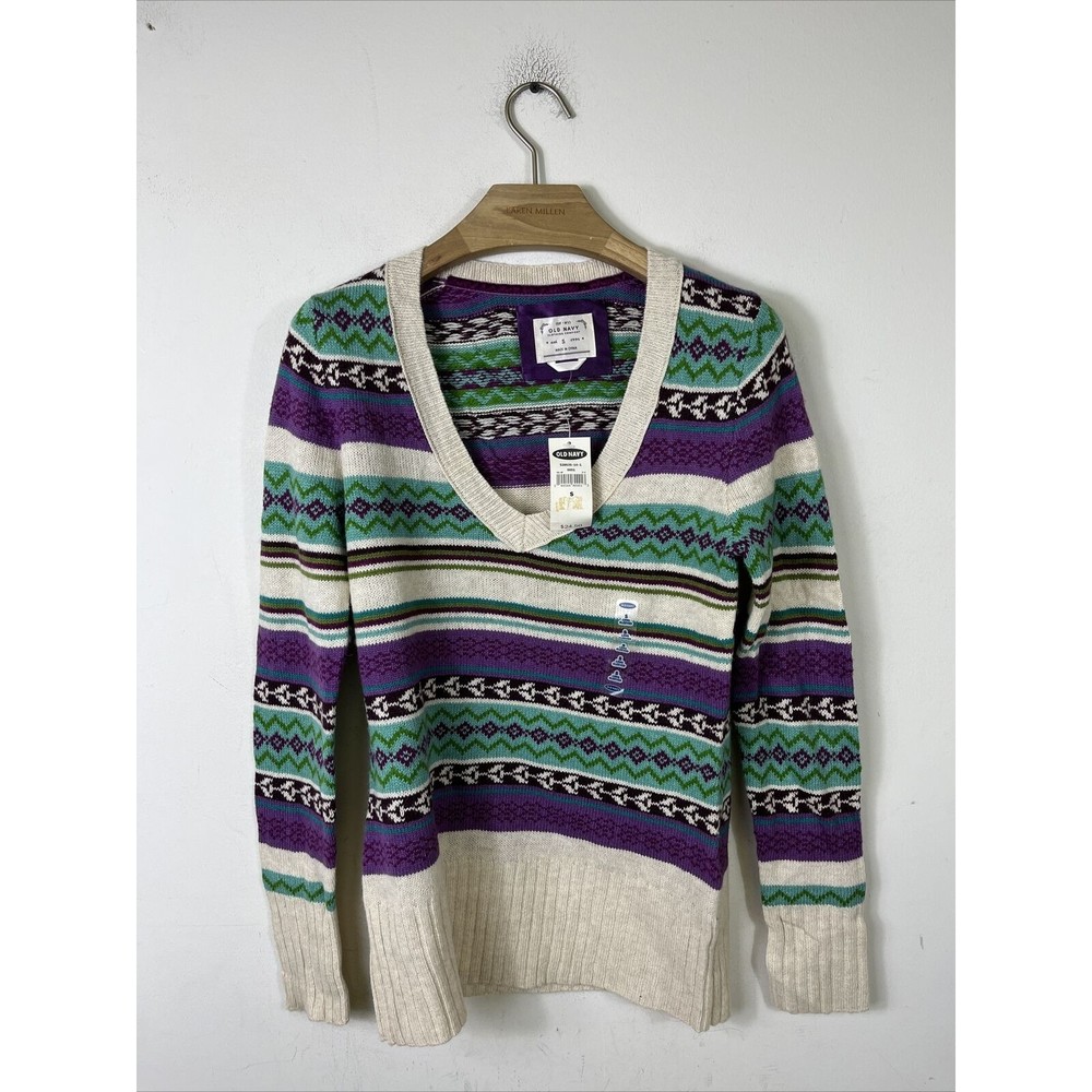 Old Navy Women's Lambs Wool Blend Fair Isle Pullover Sweater Sz S NWT $24